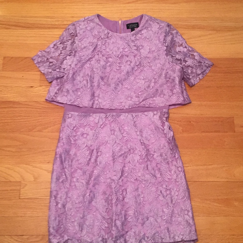 Purple 60s lace shift dress Topshop dress size 8